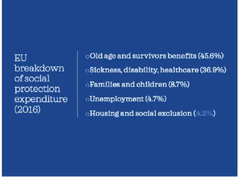 Figure 1. EU breakdown of social expenditure in 2016 (Source: Eurostat) 