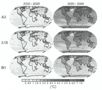 4. ábra: A klímaváltozás különböző forgatókönyvek szerinti lehetséges mértéke 2100-ig 