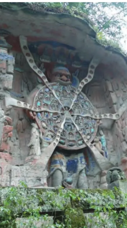 Figure 6: Wheel of Life. Rock carving reflecting Buddhism, Confucianism and Taoism  from Dazu (Sichuan province)