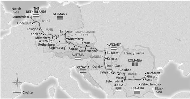 Figure 5. Danube river cruise package: An example: duration: 23 days, visited countries: 8, departure  date: 2021