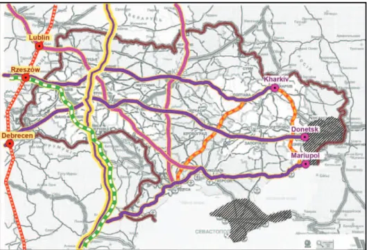 Figure 1: Transport corridors through Ukraine