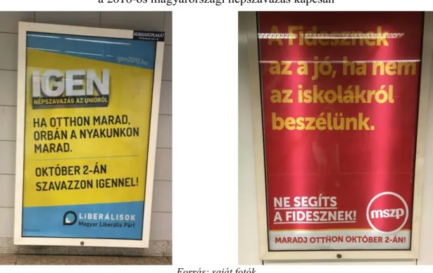 7. ábra: Magyar Liberális Párt, illetve MSZP reklámkampánya   a 2016-os magyarországi népszavazás kapcsán 