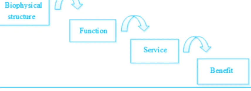Figure 4. Simplifi ed ecosystem services cascade model Source: (La Notte, at al., 2017)