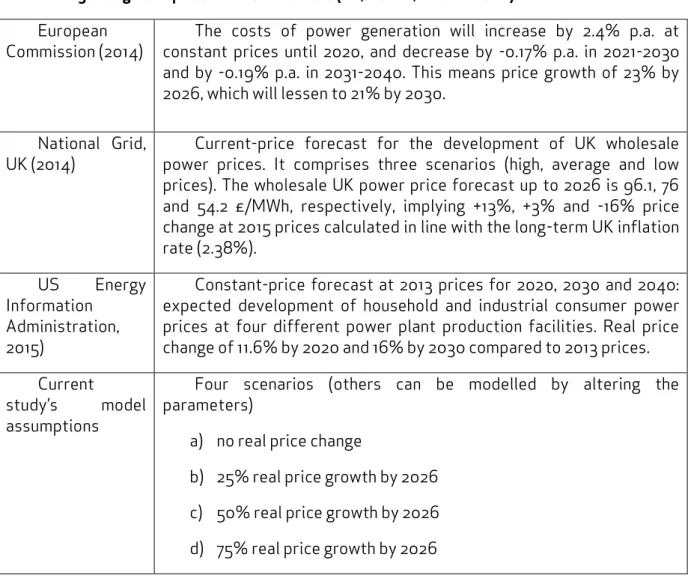 Table 5 - Long-term power market forecasts (EU; US EIA, National Grid)  European 