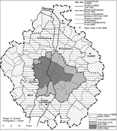 Figure 10: Division of Budapest Metropolitan Region (BMR) Source: edition of Zoltán Dövényi – Lívia Kaiser