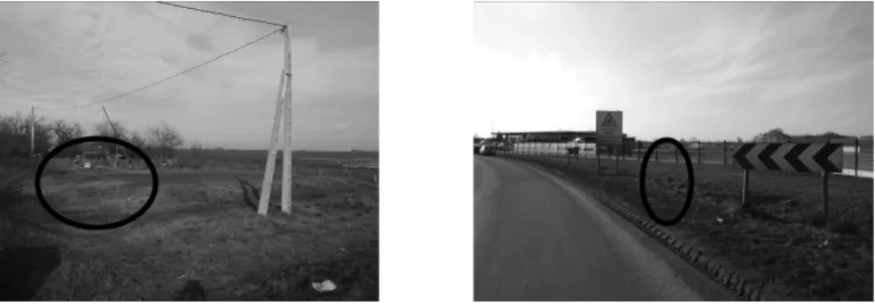 5. és 6. fotó  Gémeskút az északkeleti kapuban; Király Gáspár kereszt,  északkeleti településkapuban, teljes pusztulásban