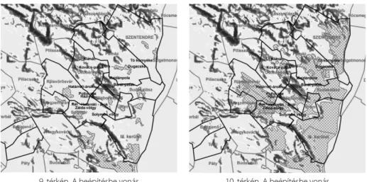 9. térkép  A beépítésbe vonás  12% feletti lejtőkategóriában az 1940-es években