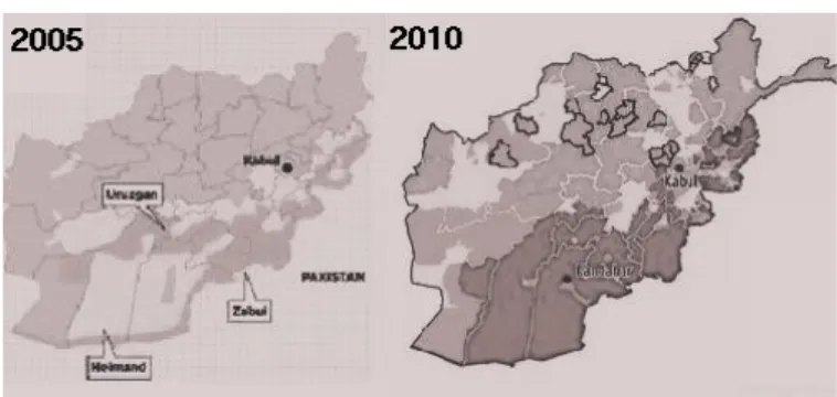 Figure 1.6  shows the change of the security  situation across Afghanistan  based on data from the United Nations Department of Safety and Security, between  2006   and   2010