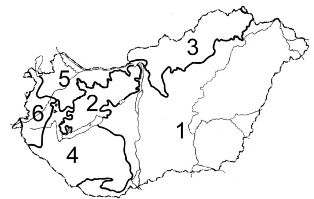 Figure 5. The great phytogeographical provinces of Hungary (after Soó [59], modified)