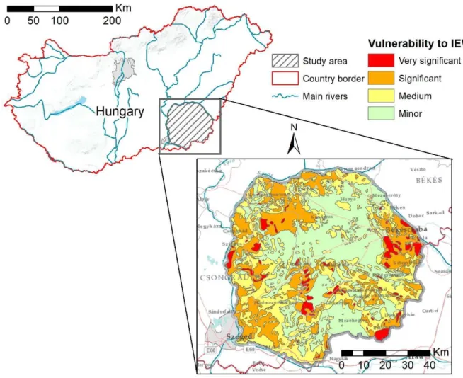 Figure 2. Study area of inland excess water mapping and its vulnerability (according Pálfai 2003)
