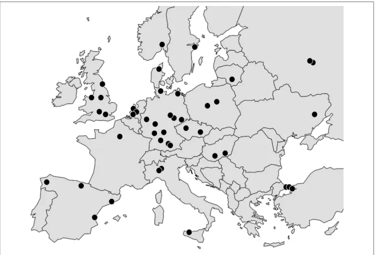 FIGURE 1 | European centers (dots) involved in the PrescrAIP Study.