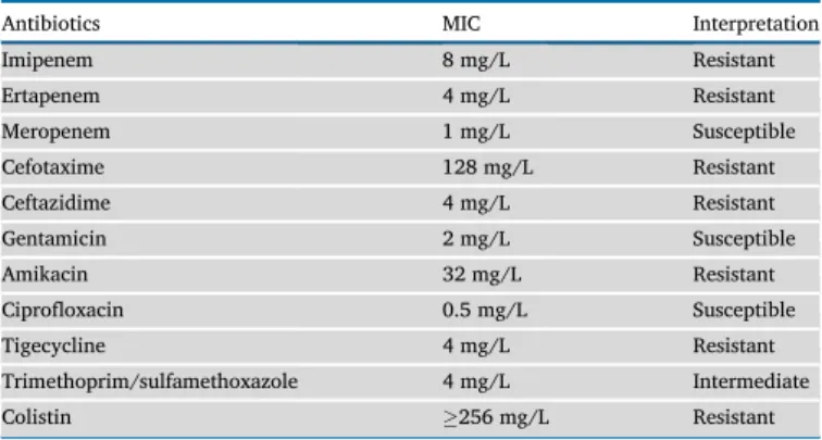 Table 1. MIC values of the tested S. marcescens strain.
