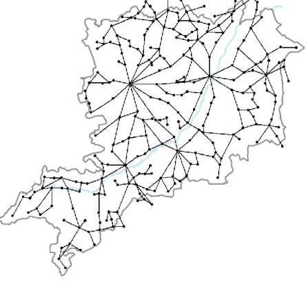 6. ábra: A számításokhoz használt gráf Vas megye térképén. 