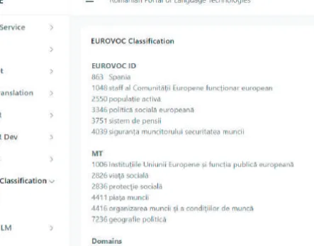 Figure 2. Results from single document EuroVoc classification in the RELATE   platform
