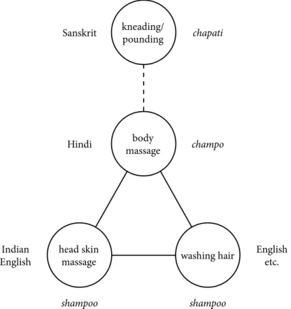 Figure 3: Senses of shampoo involved in a false friend relationship in various languages.