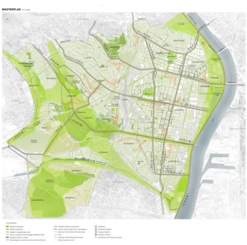 12. ábra:  Példa a FŐKERTÉSZ által képviselt zöldfelületi stratégia térképes ábrázolására 