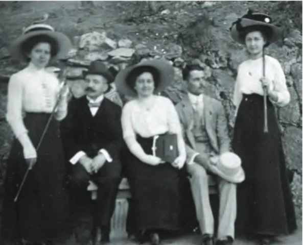 14. kép:  A család II: Fodor Ferenc húgaival, sógorával és Virával 1913-ban  Family II: Ferenc Fodor with his sisters, brother-in-law, and  Vira in 1913