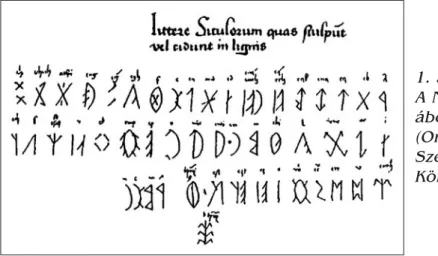 1. ábra:  A Nikolsburgi ábécé  (Országos  Széchényi Könyvtár)