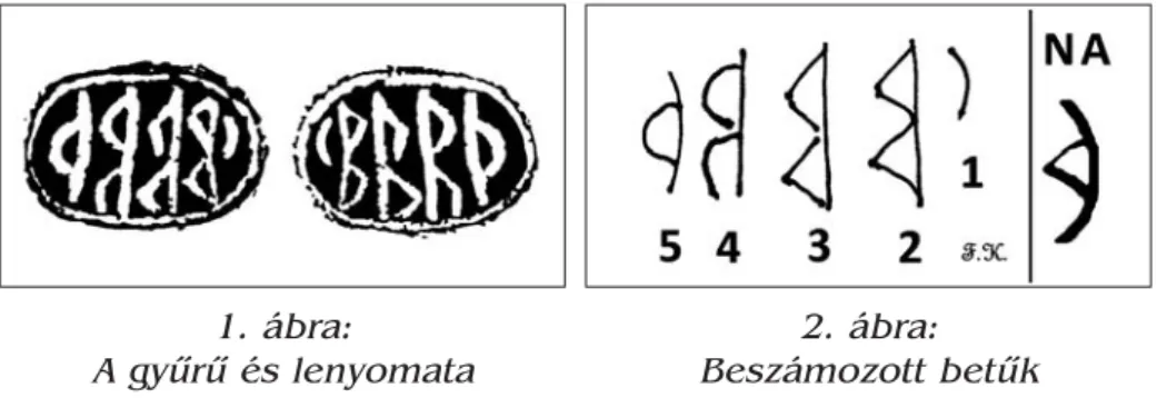 Megfejtésem magyar rovásírással, az 1. ábra bal oldali rajza alap- alap-ján jobbról – balra: M MaMA, azaz Mária mama