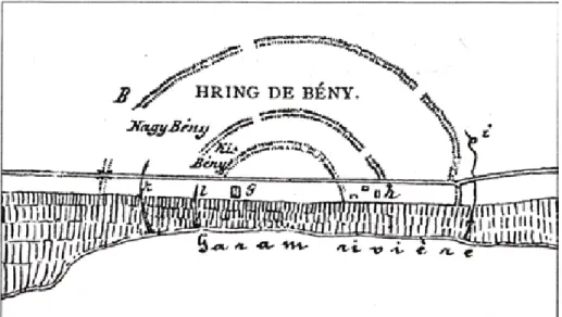 4. térkép A bényi sánc rajza 1876-ból (Közli: Bóna 2000: 143.)