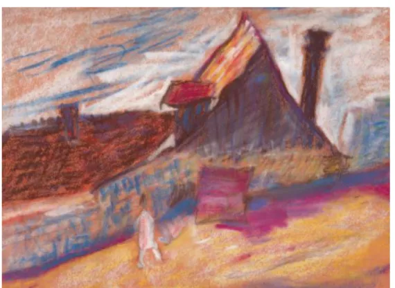 Figure with Houses, 1939-1943 pastel, paper,   235 x 322 mm, Item No. 21 