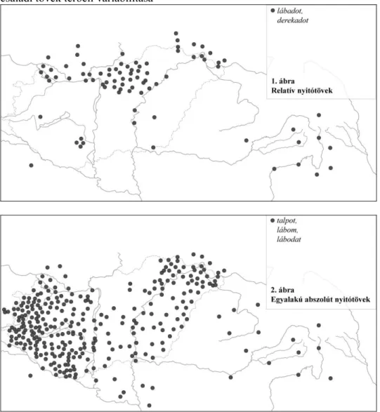 1–4. ábra. 7  A relatív nyitótövek, egyalakú abszolút nyitótövek, VTMR-tövek és  családi tövek térbeli variabilitása 