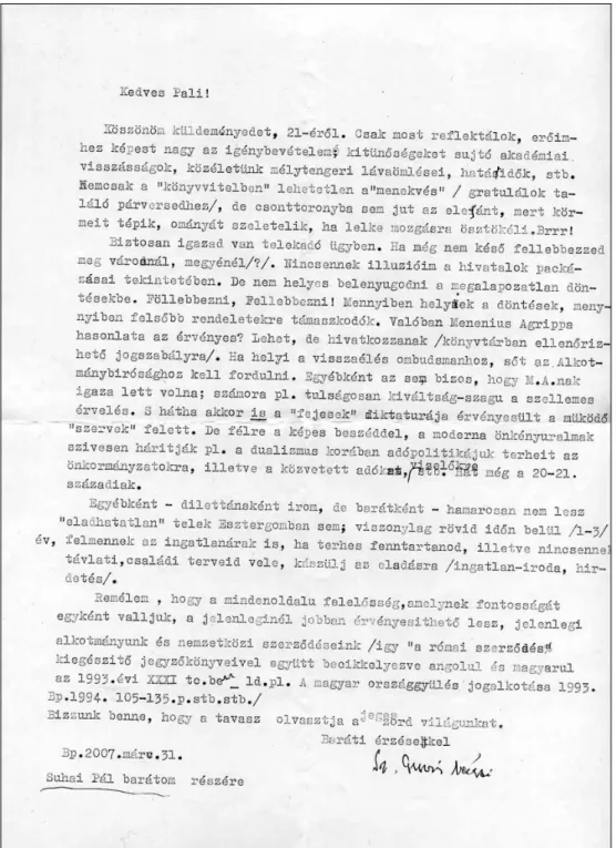 7. kép – Szabad György 2007. március 31-i levele