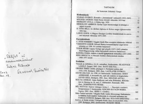 2. kép – Szabad György 2003. december 18-i levele (Levéltári Közlemények)