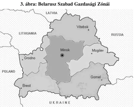 3. ábra: Belarusz Szabad Gazdasági Zónái
