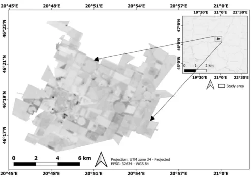 Figure 1. Location of the study area and overview of the study area (Sentinel-2 imagery; 