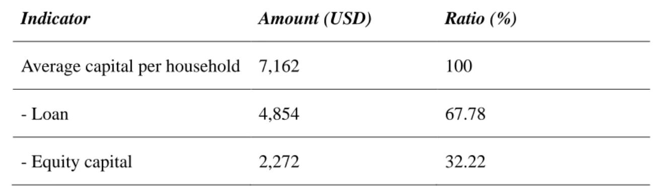 Table 2. Average capital of fishermen in the coastal zone of Nghe An province, 2017 