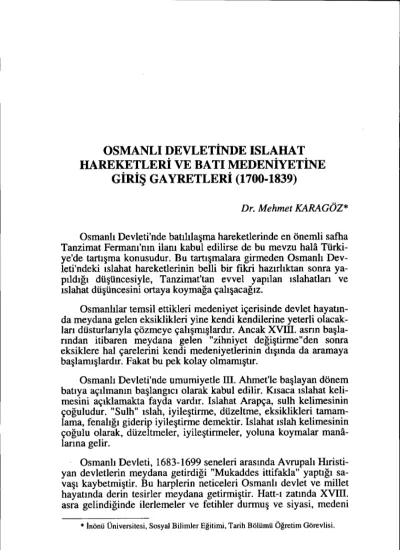 Osmanl Devletinde Islahat Hareketleri Ve Bat Medeniyetine Giri ...