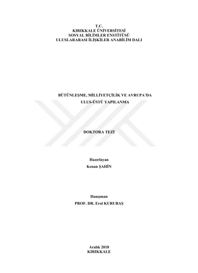 T.C. KIRIKKALE ÜNİVERSİTESİ SOSYAL BİLİMLER ENSTİTÜSÜ ULUSLARARASI ...