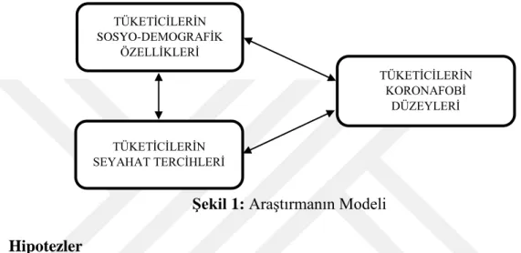 Şekil 1: Araştırmanın Modeli  Hipotezler 