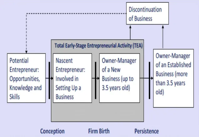 Figure 9: Stages of entrepreneurial development (Bosma &amp; Levie, 2010). 