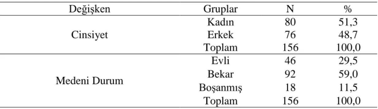Tablo 2. Katılımcıların demografik özellikleri 