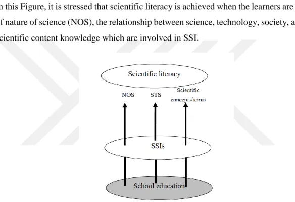 Figure 2.4 shows the relationships among school science, SSI, and scientific literacy [33]