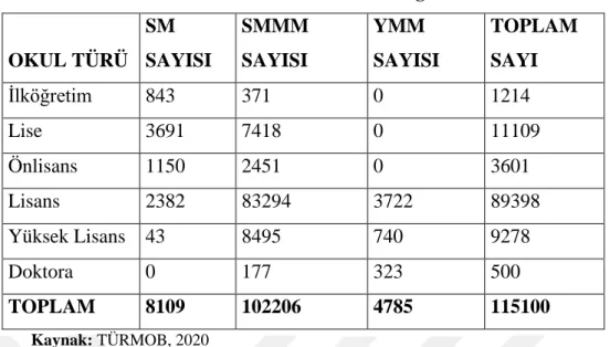 Tablo 2: Muhasebe Meslek Mensubu Eğitim Durumları 