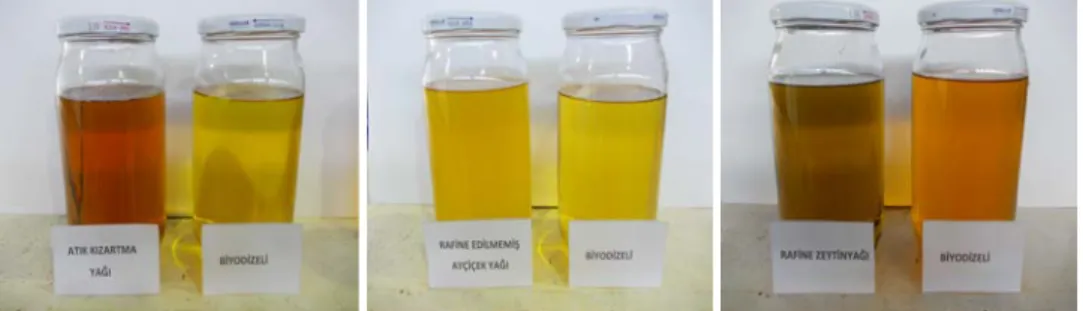 Şekil 4. Üretilen biyodizellere ait resimler. 
