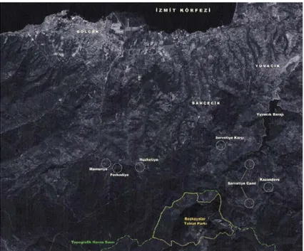 Şekil 10. Beşkayalar Tabiat Parkı Alan Sınırları-1999 yılı uydu görüntüsü (Anonim 2005 a) 