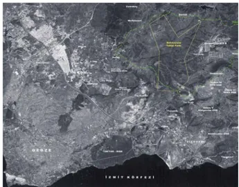 Şekil 2. Ballıkayalar Tabiat Parkı Alan Sınırları -1999 yılı uydu görüntüsü (Anonim 2005) 