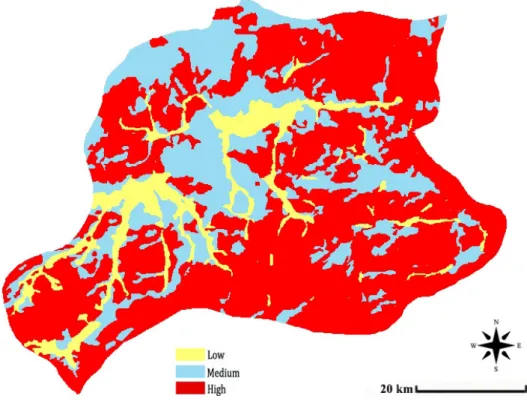Figure 5.  The distribution of the Erosion Sensitivity Areas. 