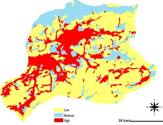 Figure 6.  The distribution of the Soil Sensitivity Areas. 