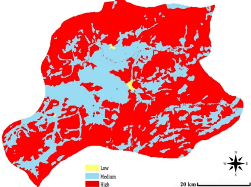 Figure 8.  The distribution of the Biological Diversity Sensitivity Areas. 