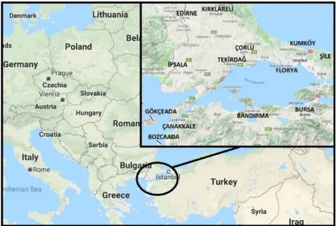 Fig. 4:The positions of thirteen stations in North-West Turkey on the map (Google Maps 2019) 