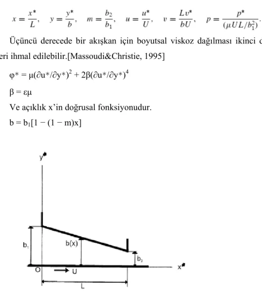 Şekil 3.1. Kaymalı yatağın şematik gösterimi. 