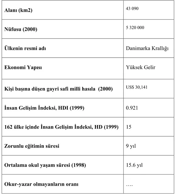 Çizelge 4. Danimarka’nın Genel Görünümü  