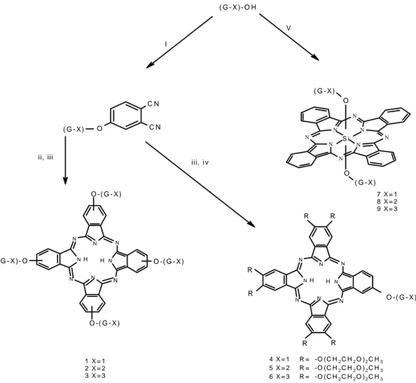 Şekil 2. Maddeler ve koşullar: i) 4-nitroftalonitril, kuru K 2 CO 3,  DMF, 50 o C; ii) 