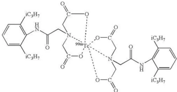 Şekil 6. 2,6-Dimetilasetanilidoiminodiasetik Asit (HİDA, lidofenin) Bileşiğinin  