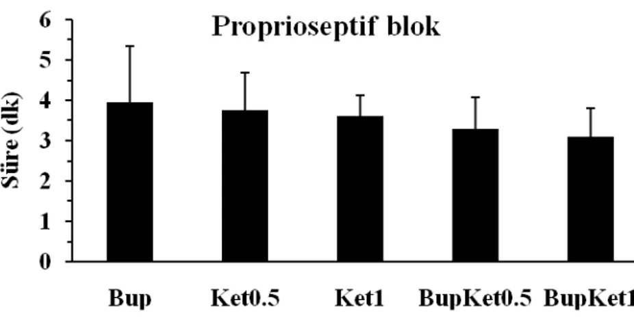 Şekil 3: Gruplardaki proprioseptif blok başlama süreleri 